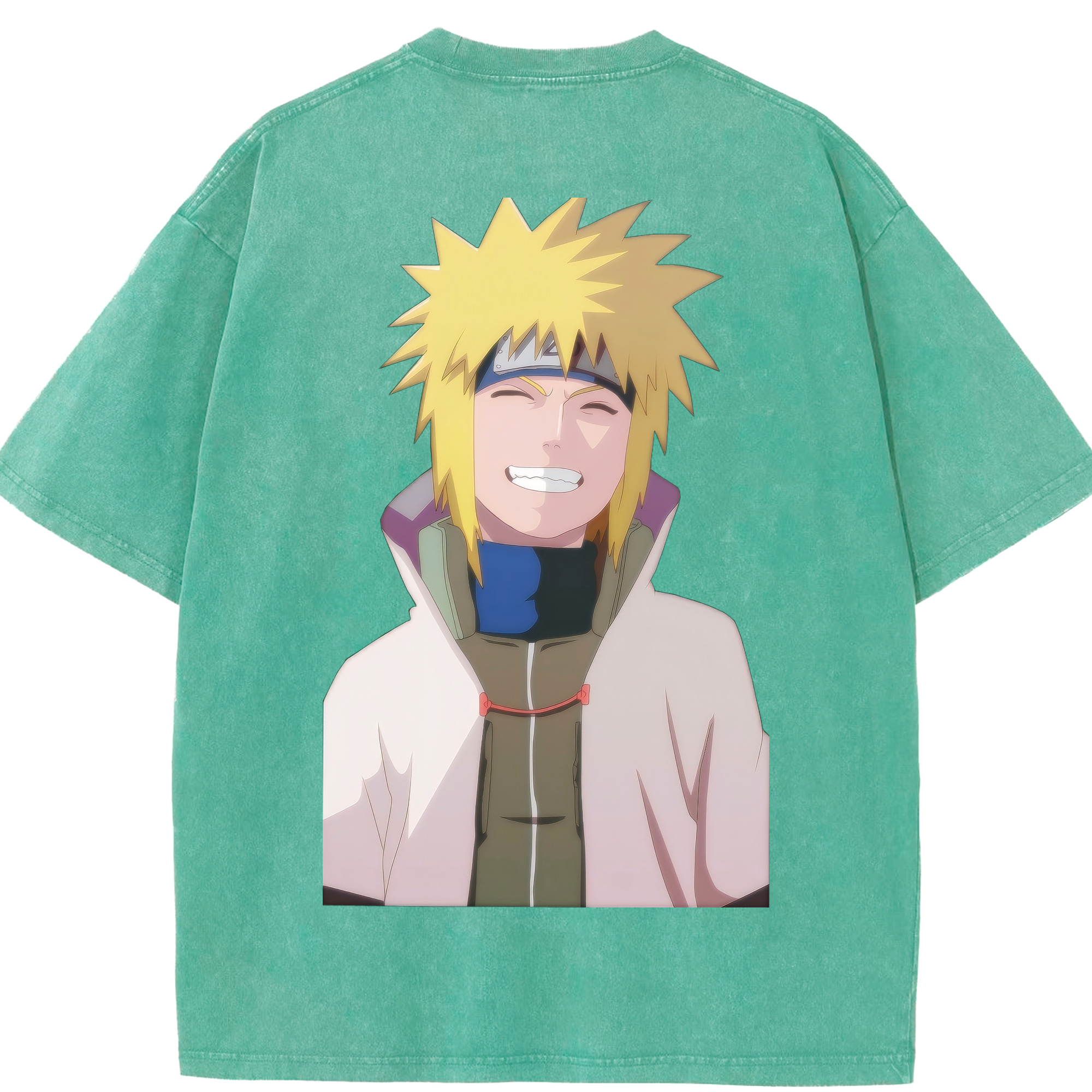 （画像用） NARUTO -ナルト- 波風 ミナト Namikaze Minato 綿100% ヴィンテージ風 半袖Tシャツ（背面プリント）